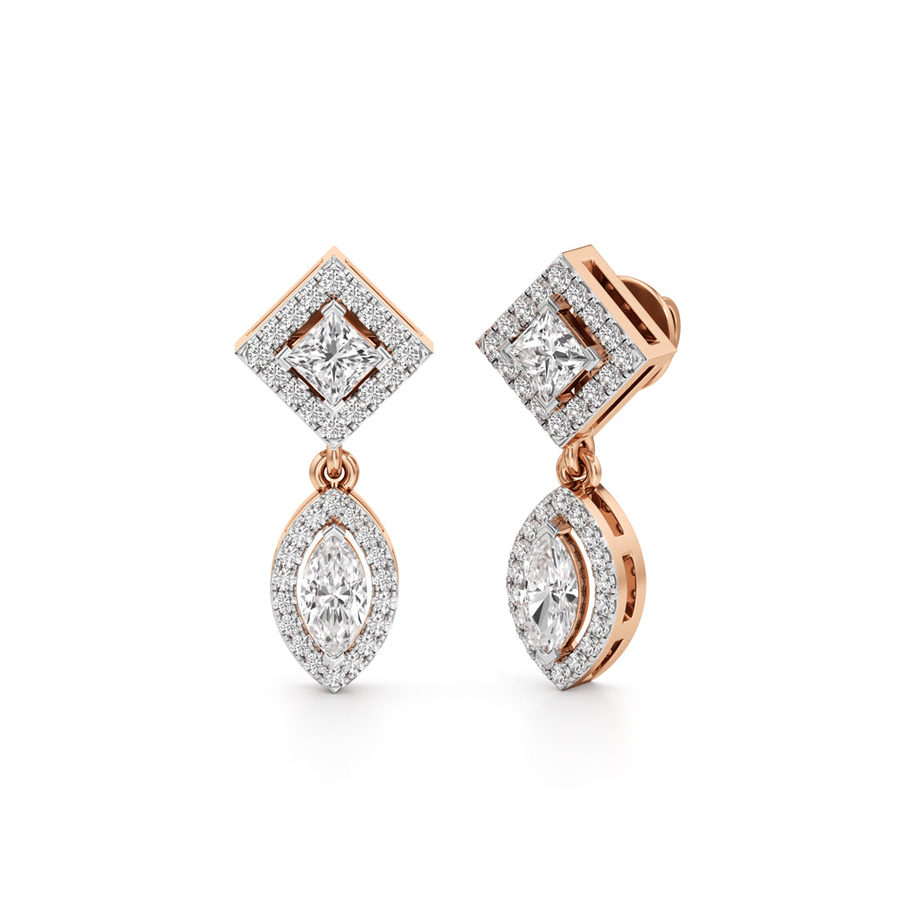 1.25Ct Marquise Shape Dangles Earrings