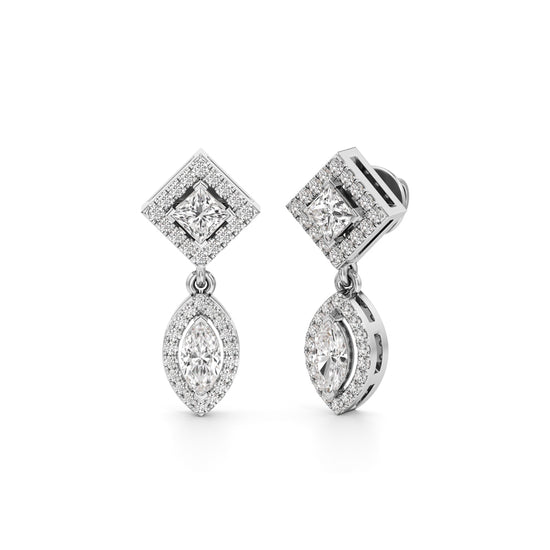 1.25Ct Marquise Shape Dangles Earrings
