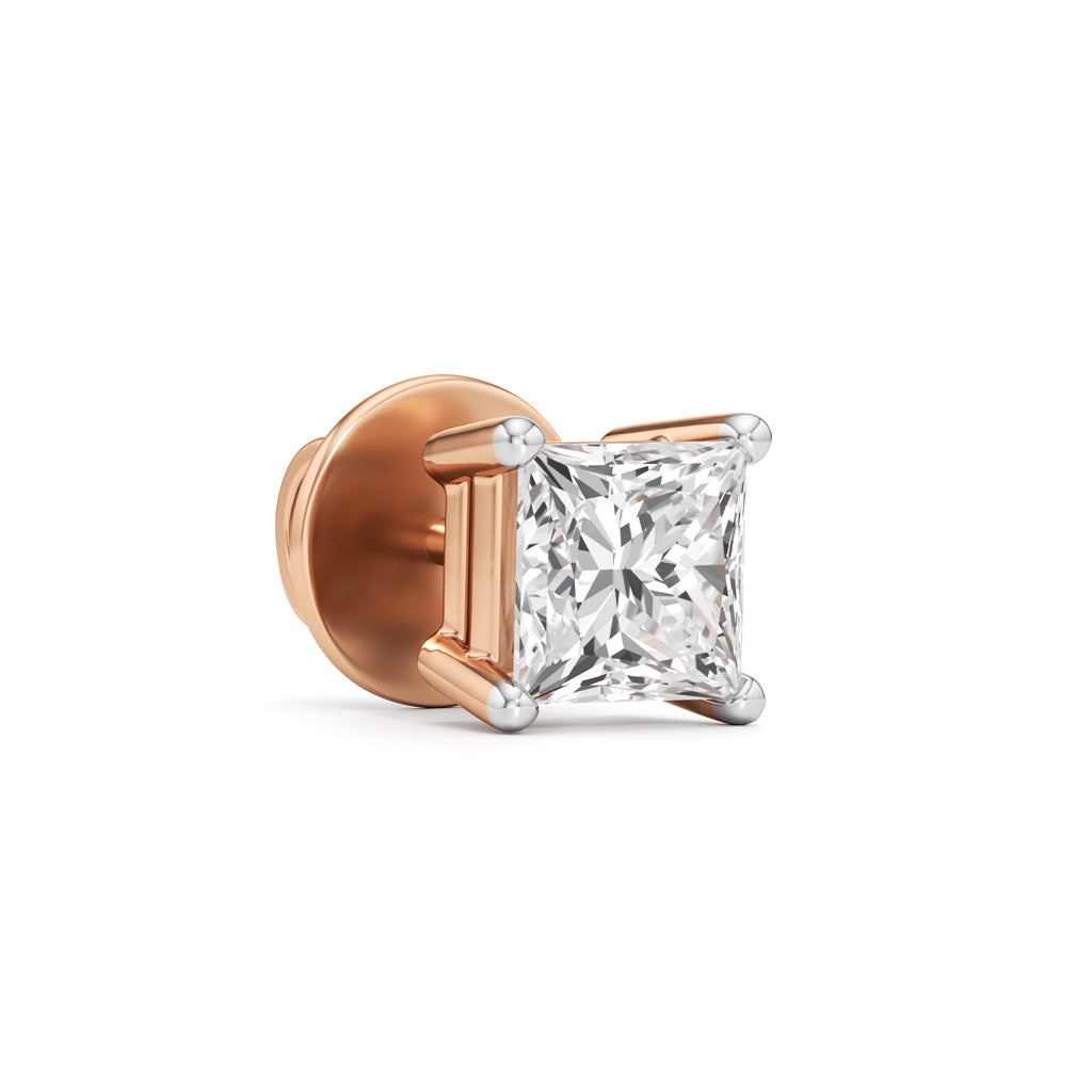 1Ct Princess Shape Solitaire Studs Earrings