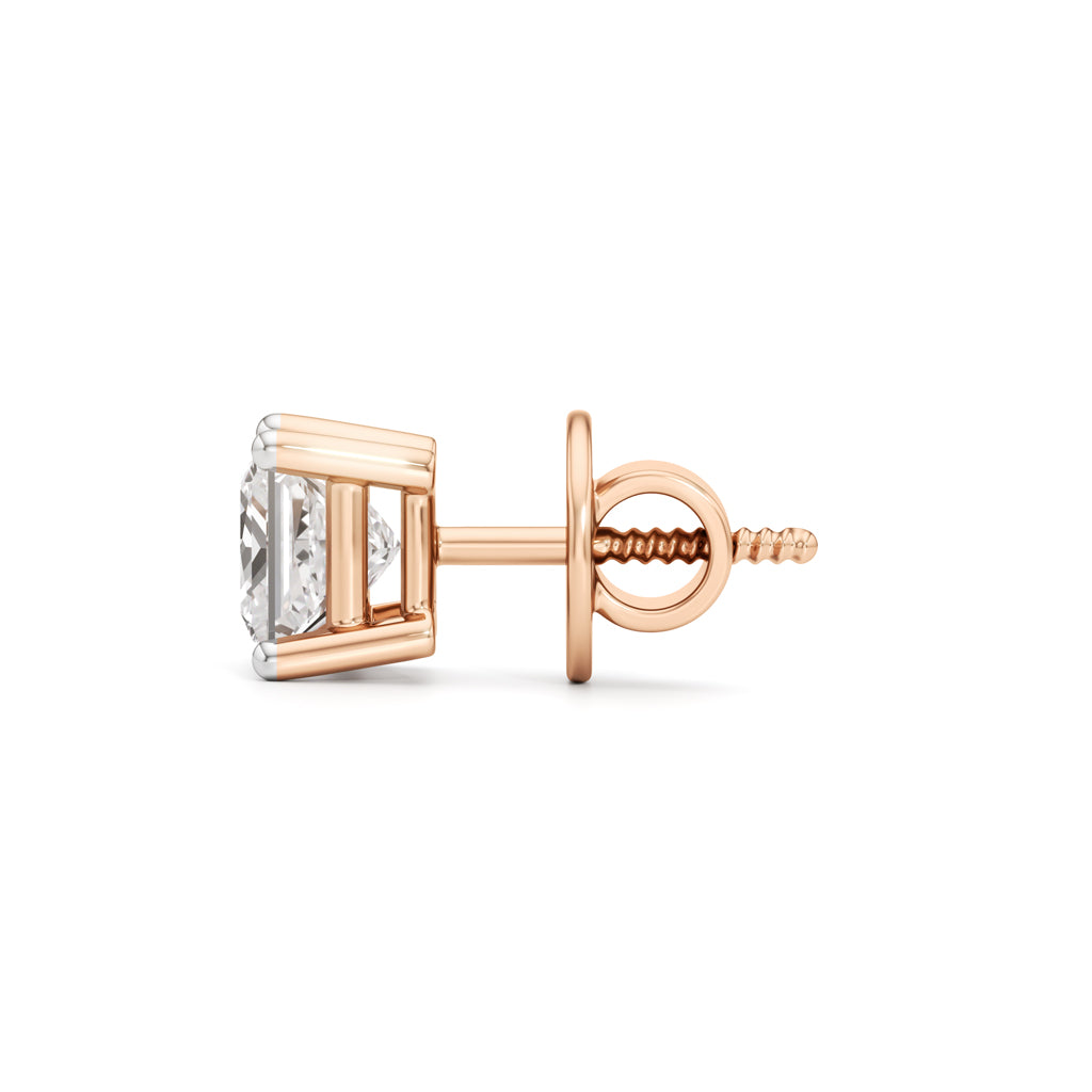 1Ct Princess Shape Solitaire Studs Earrings