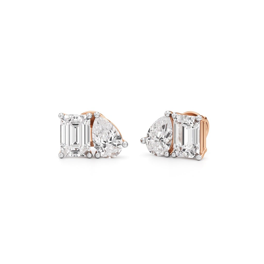 4.5Ct Emerald Shape,,Solitaire Studs Earrings