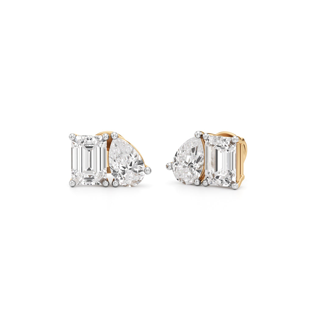 4.5Ct Emerald Shape,,Solitaire Studs Earrings
