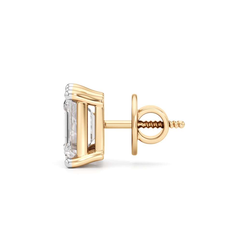 4.5Ct Emerald Shape,,Solitaire Studs Earrings
