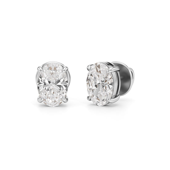 2Ct Oval Shape Solitaire Studs Earrings