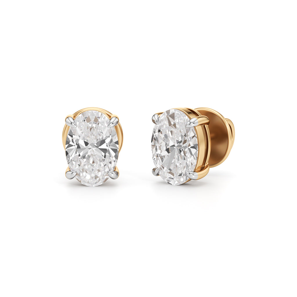 2Ct Oval Shape Solitaire Studs Earrings