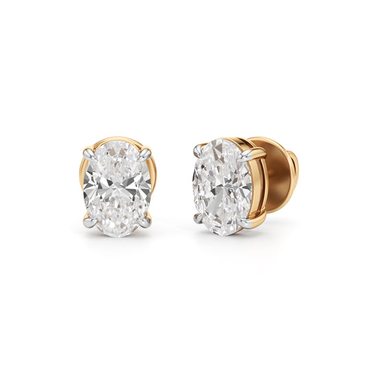 2Ct Oval Shape Solitaire Studs Earrings
