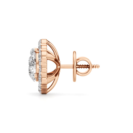 1.75Ct Round Shape Halo Studs Earrings