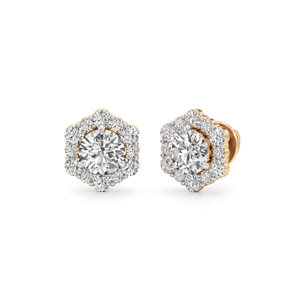1.75Ct Round Shape Halo Studs Earrings