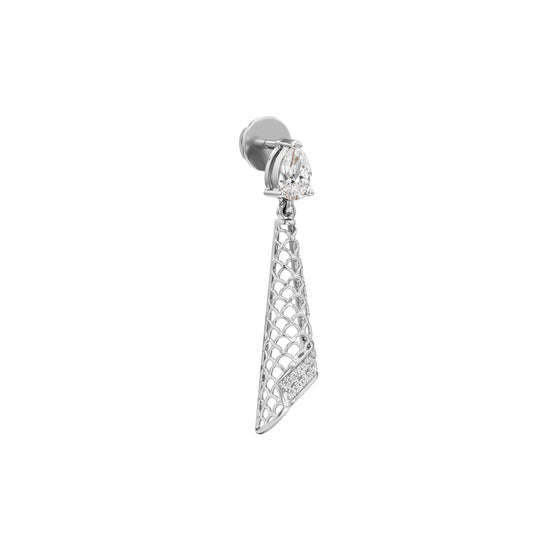 Pear Diamond Drop Earrings with Lattice and Pave Accents