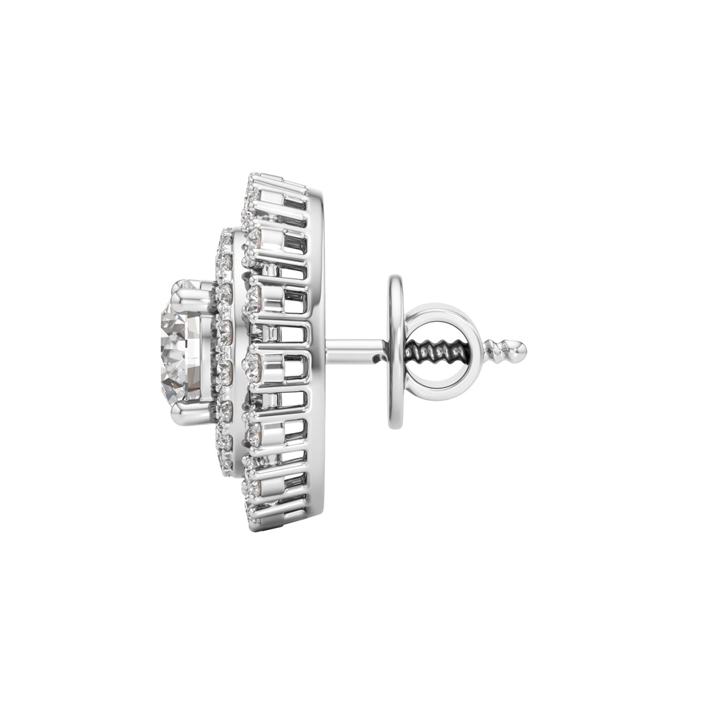 2.25Ct Round Shape,,Halo Studs Earrings