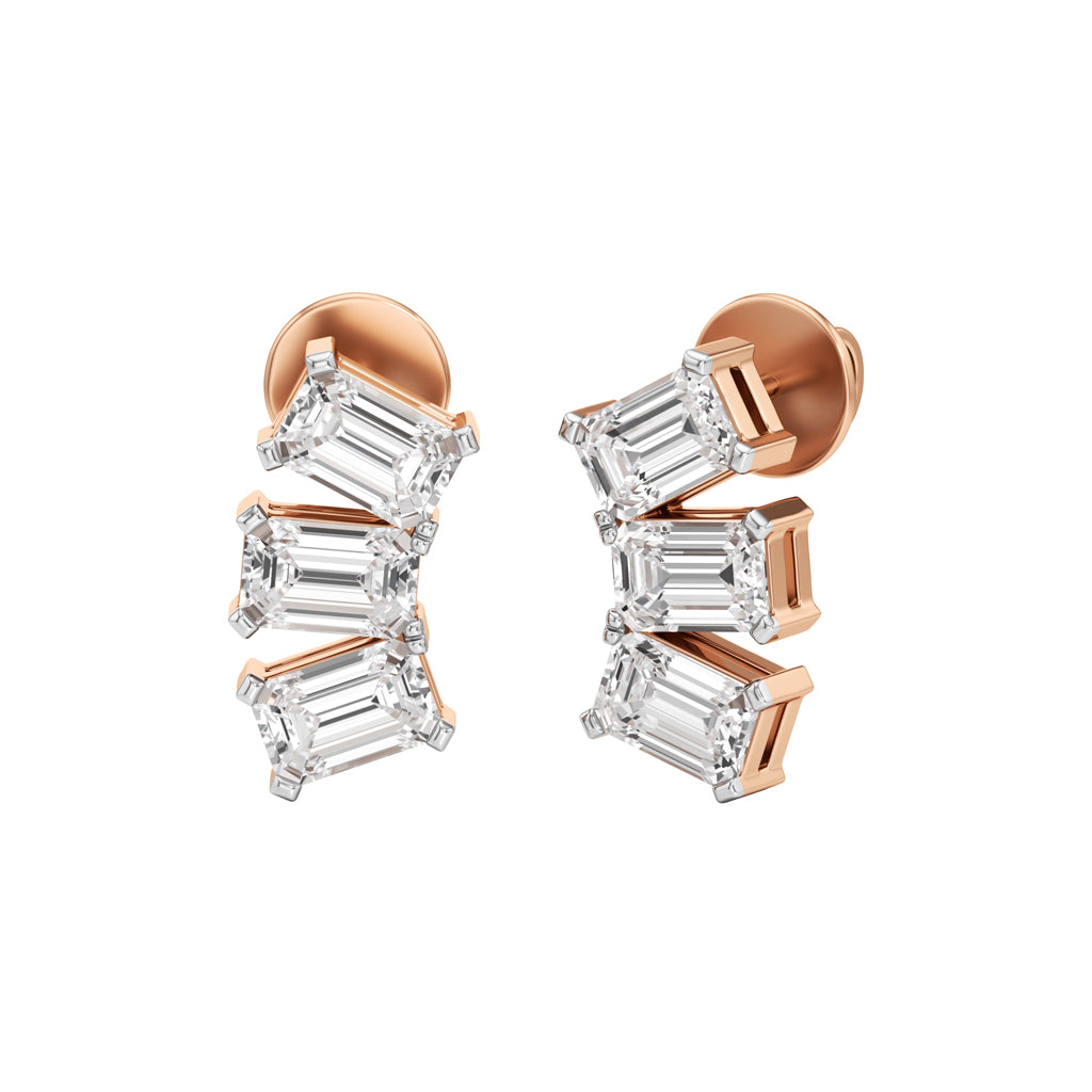 3Ct Emerald Shape,,Fancy Studs Earrings