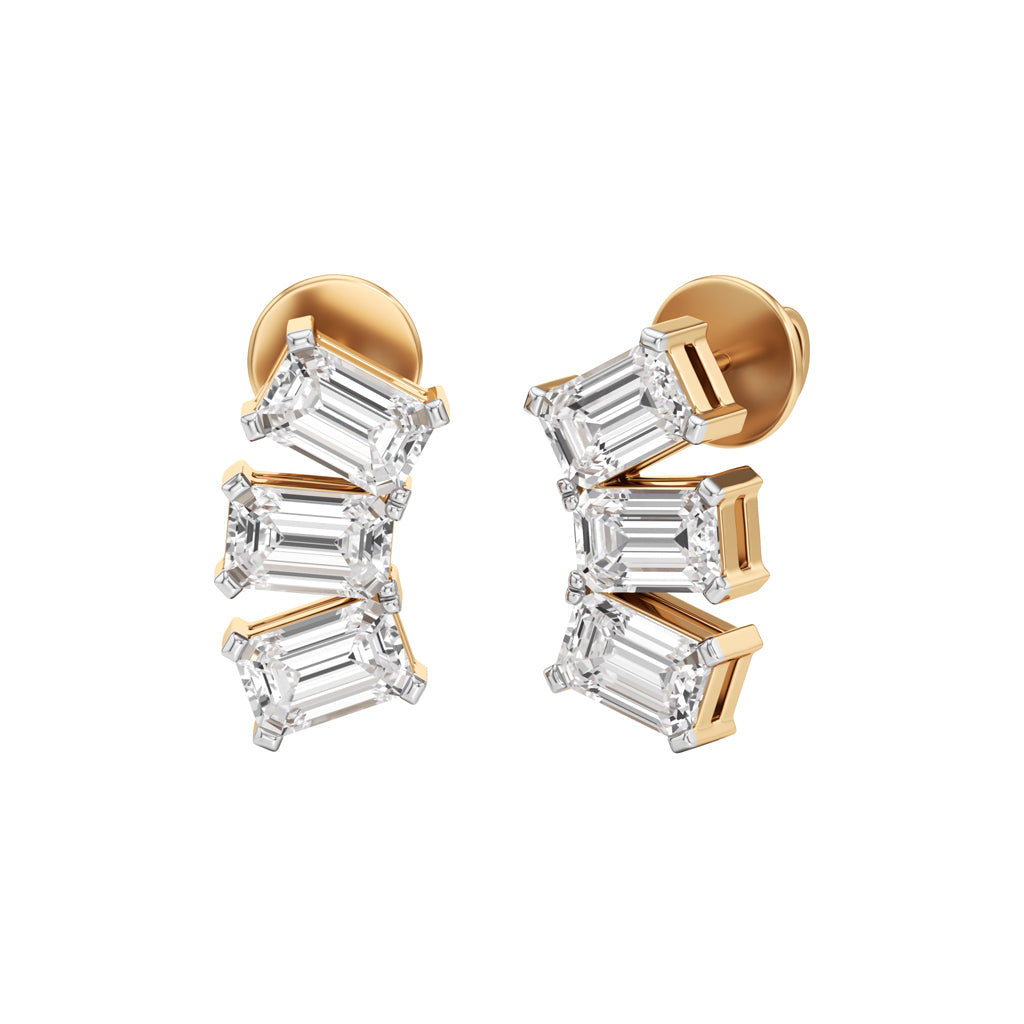 3Ct Emerald Shape,,Fancy Studs Earrings