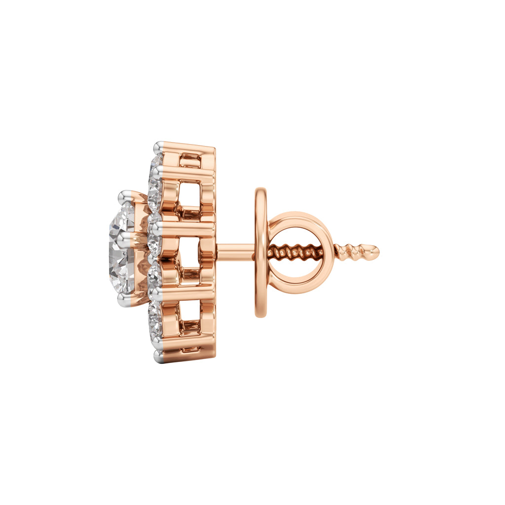 2.5Ct Round Shape Halo Studs Earrings