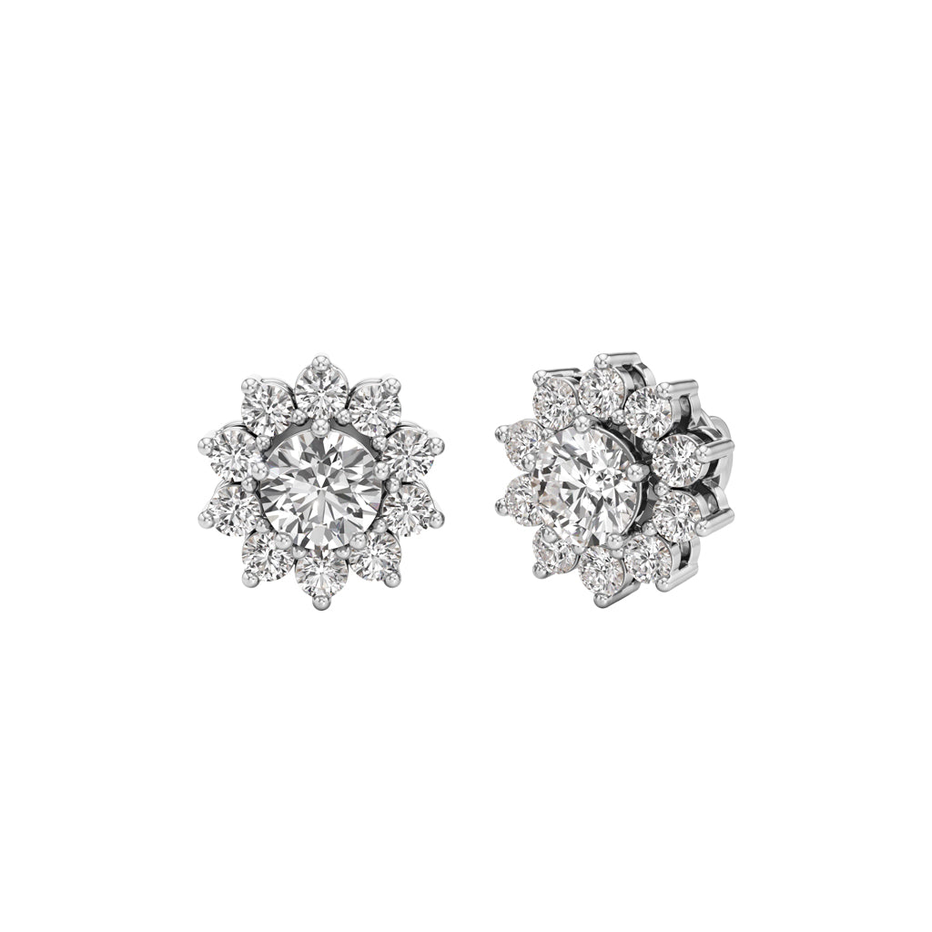 2.5Ct Round Shape Halo Studs Earrings