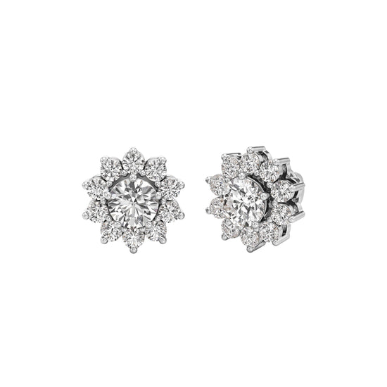 2.5Ct Round Shape Halo Studs Earrings