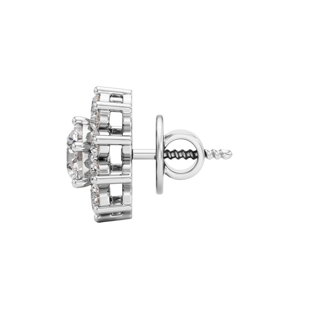 2.5Ct Round Shape Halo Studs Earrings