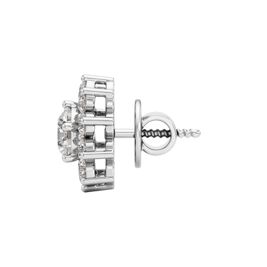 2.5Ct Round Shape Halo Studs Earrings