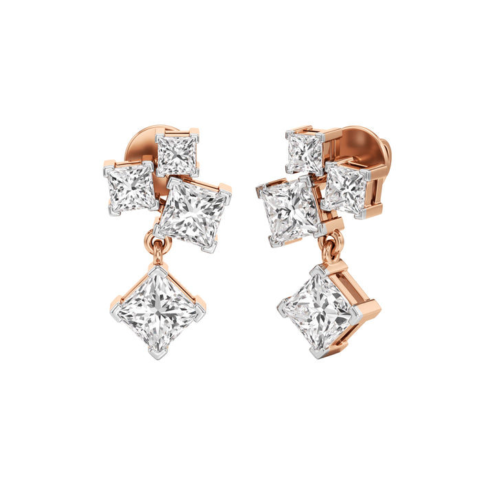 3.25Ct Princess Shape Fancy Studs Earrings