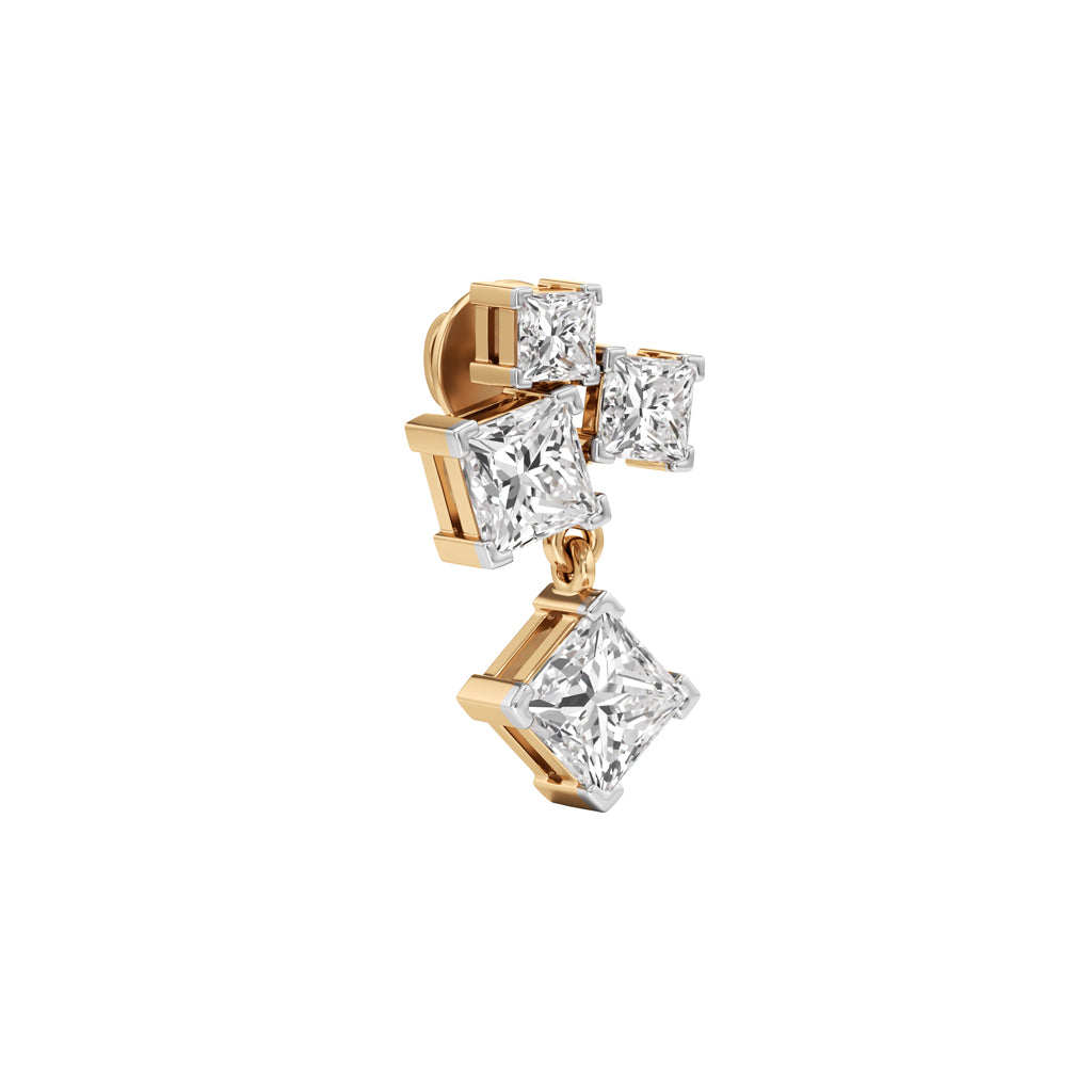 3.25Ct Princess Shape Fancy Studs Earrings