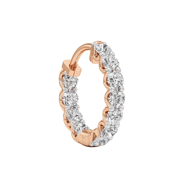 2Ct Round Shape,,Hoops Earrings