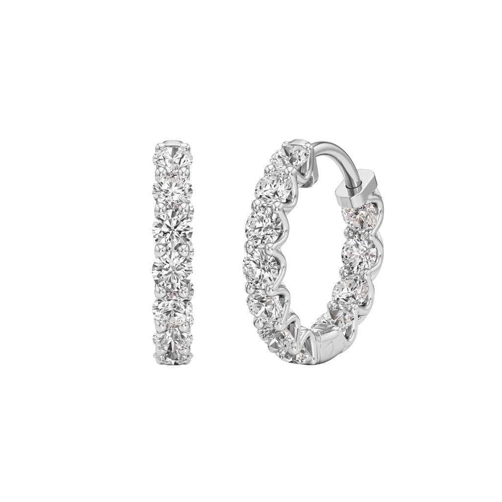 2Ct Round Shape,,Hoops Earrings