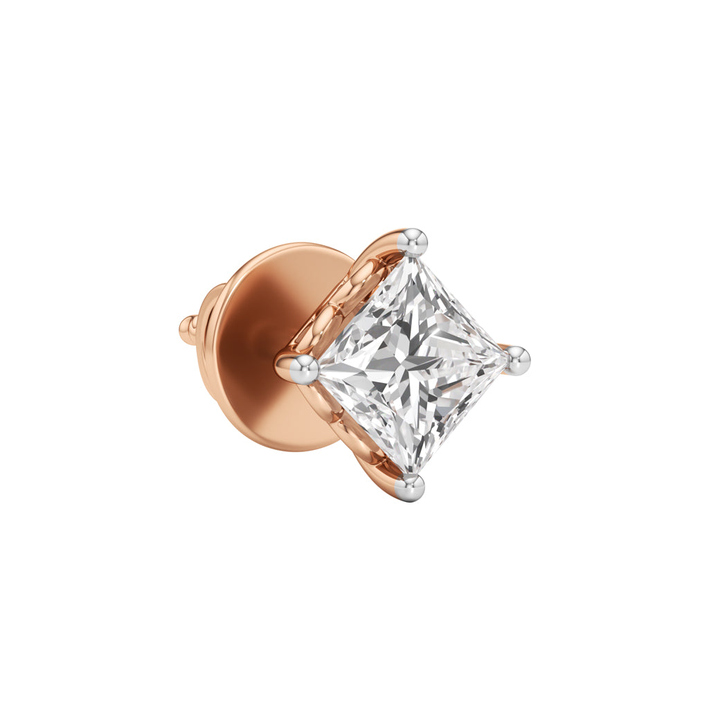 1Ct Princess Shape Solitaire Studs Earrings