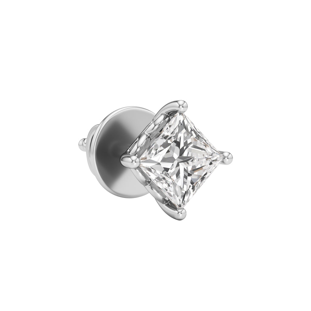 1Ct Princess Shape Solitaire Studs Earrings