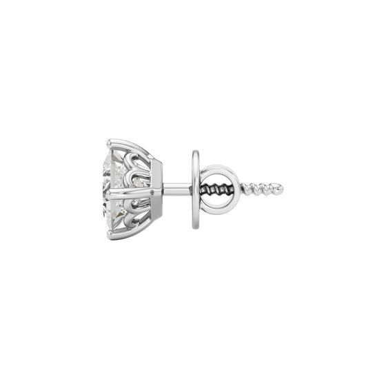 1Ct Princess Shape Solitaire Studs Earrings