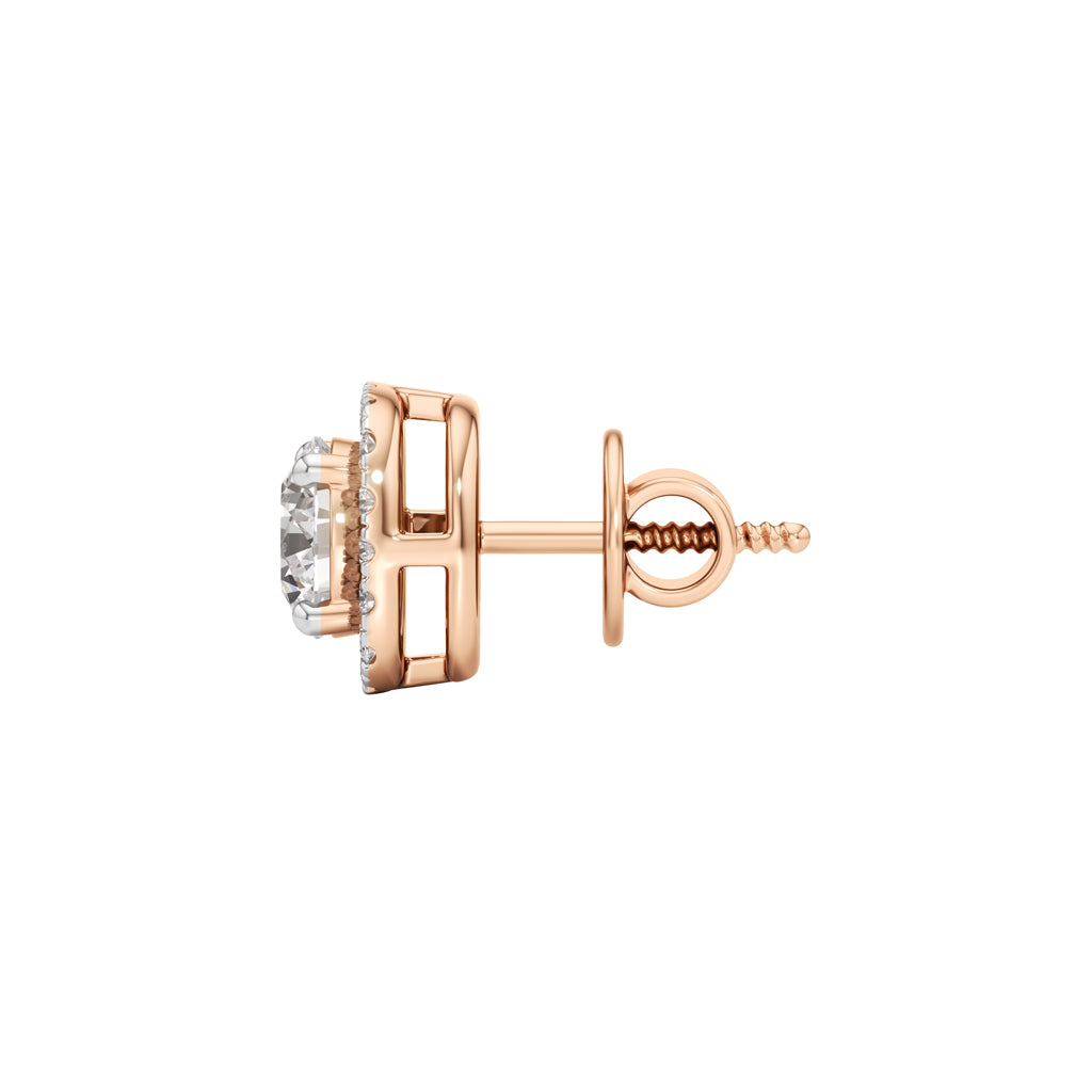 1.75Ct Round Shape Halo Studs Earrings