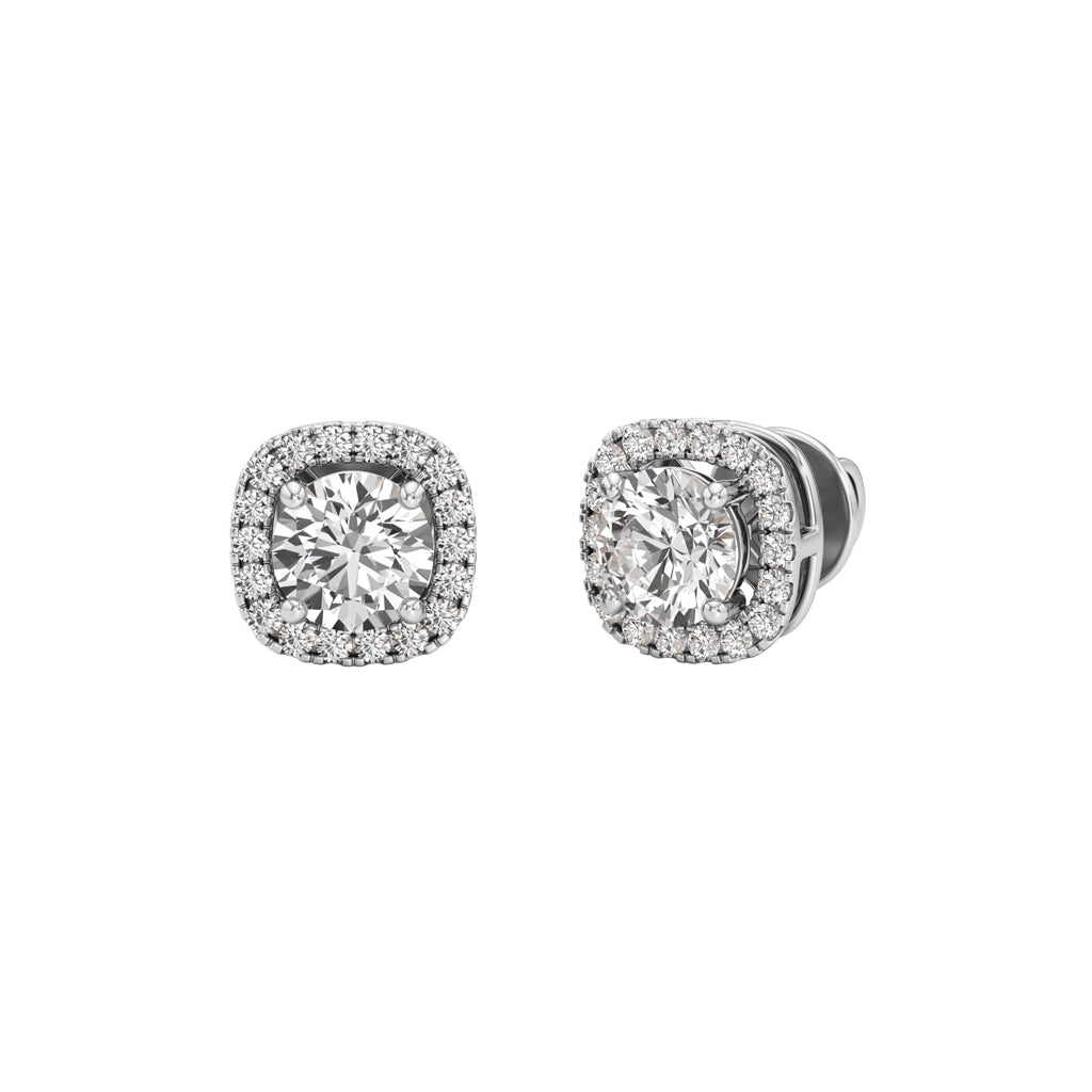 1.75Ct Round Shape Halo Studs Earrings