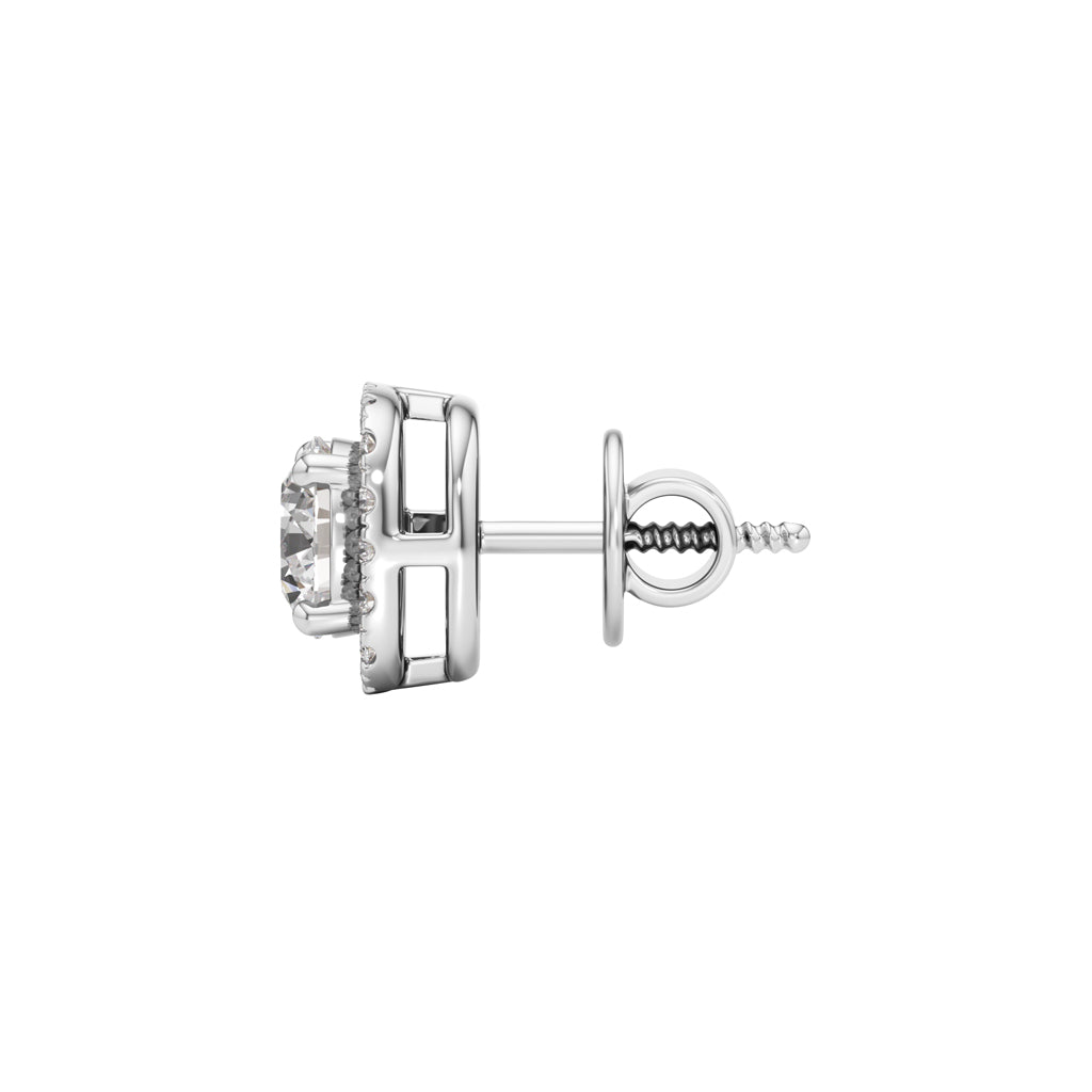 1.75Ct Round Shape Halo Studs Earrings