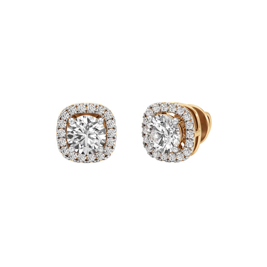 1.75Ct Round Shape Halo Studs Earrings
