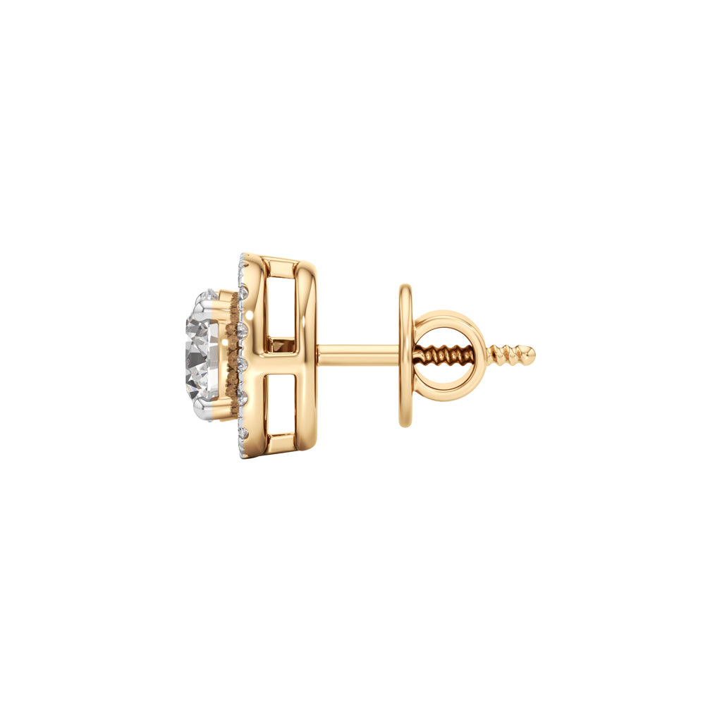1.75Ct Round Shape Halo Studs Earrings