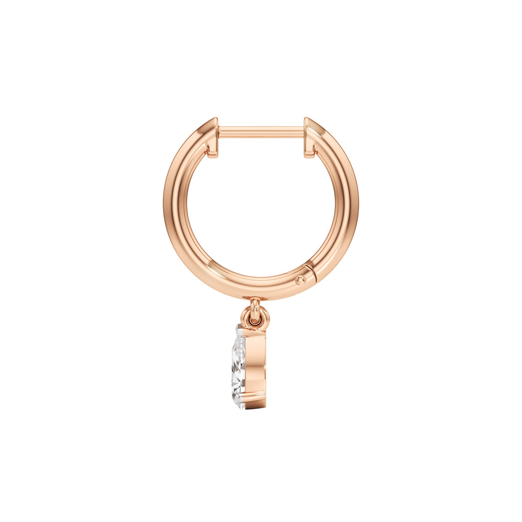 1.00Ct Pear Shape,Hoops Earrings