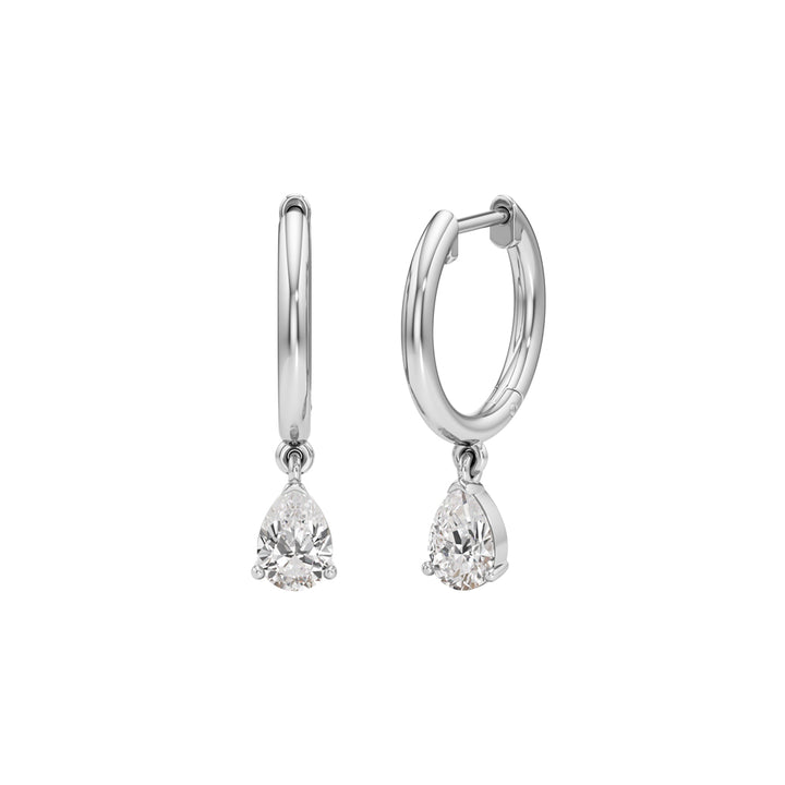 1.00Ct Pear Shape,Hoops Earrings