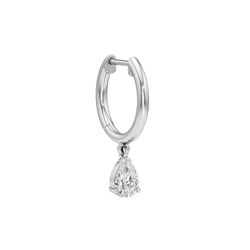 1.00Ct Pear Shape,Hoops Earrings