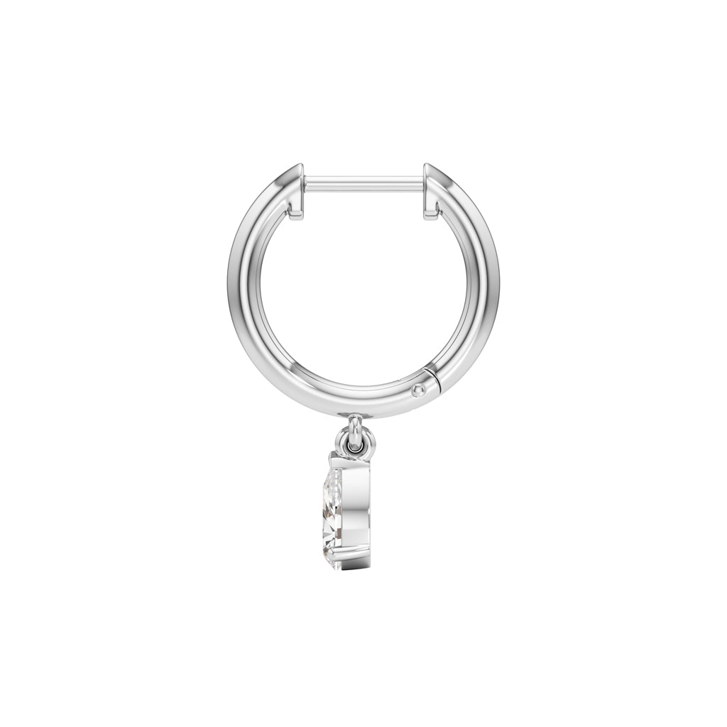1.00Ct Pear Shape,Hoops Earrings