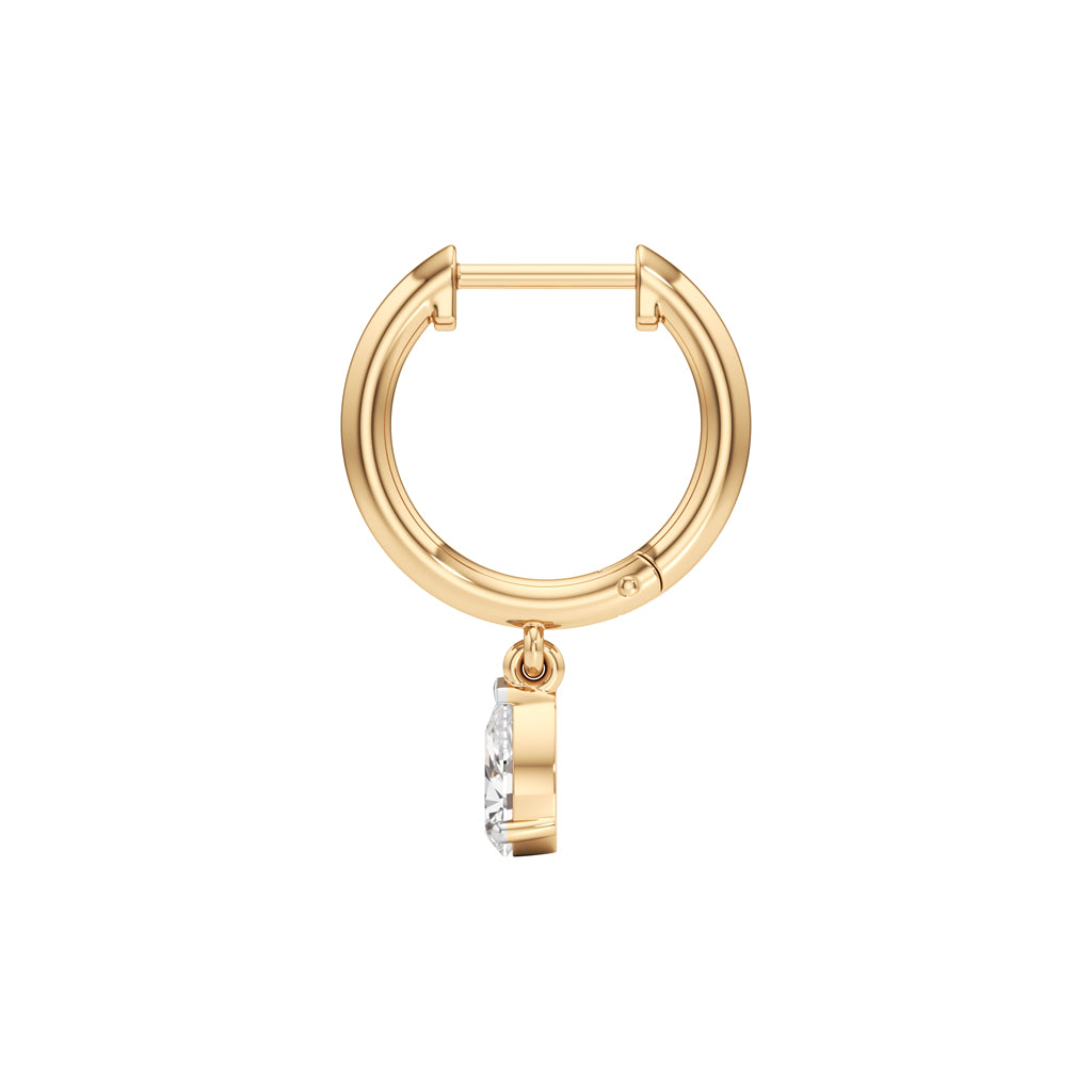 1.00Ct Pear Shape,Hoops Earrings
