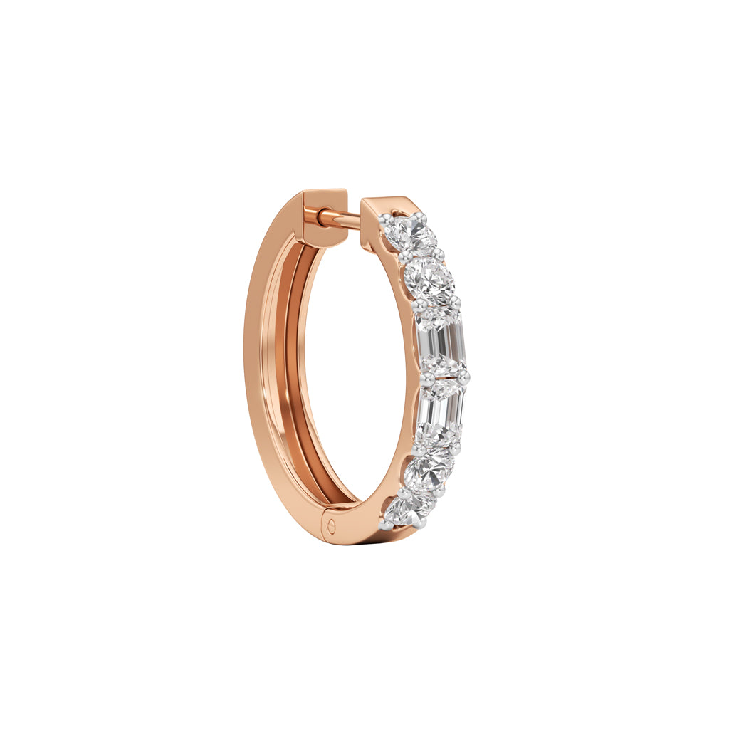 1.75Ct Emerald Shape Hoops Earrings
