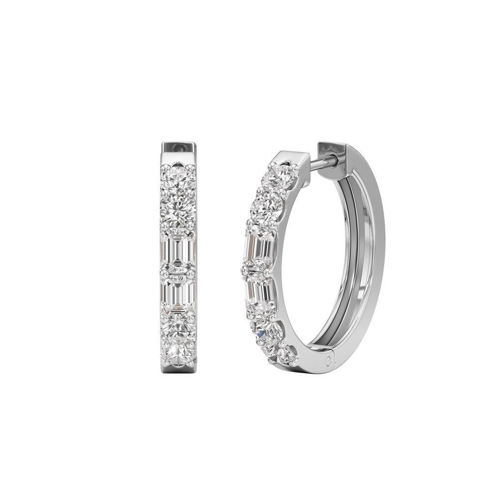 1.75Ct Emerald Shape Hoops Earrings
