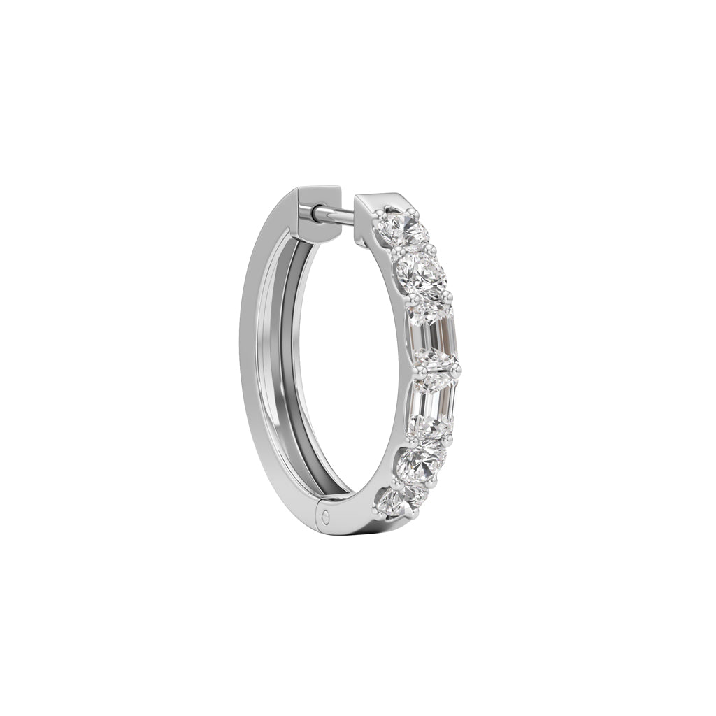 1.75Ct Emerald Shape Hoops Earrings