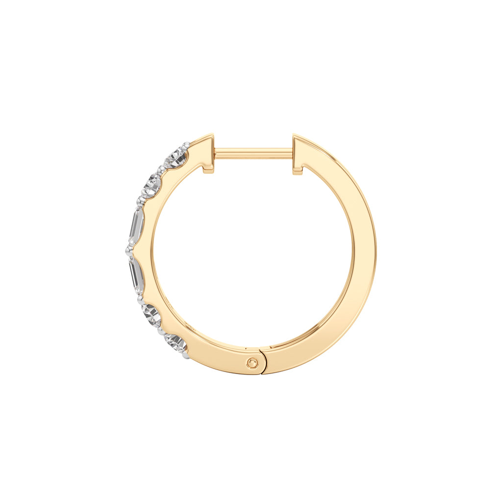 1.75Ct Emerald Shape Hoops Earrings