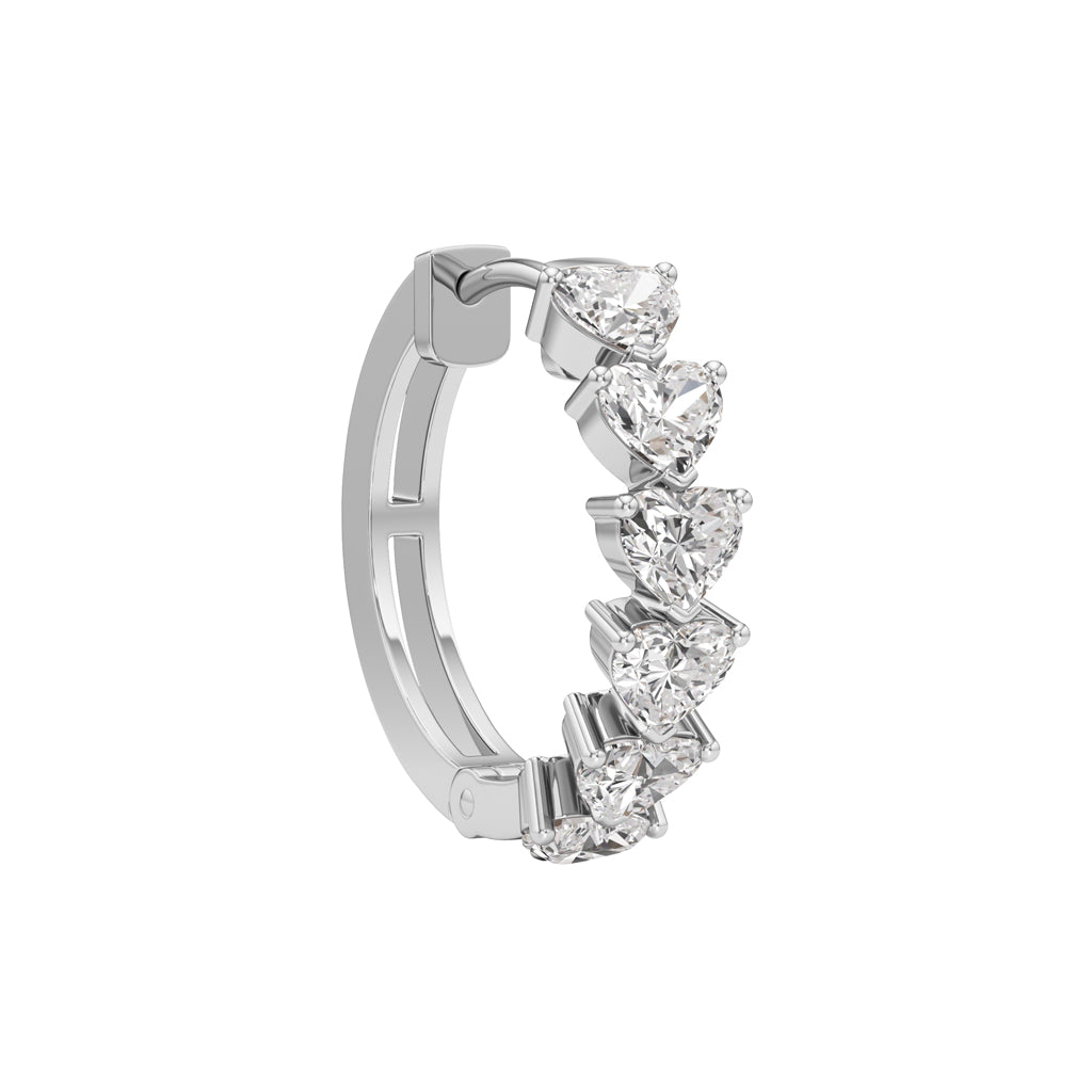 3.00Ct Heart Shape,Hoops Earrings