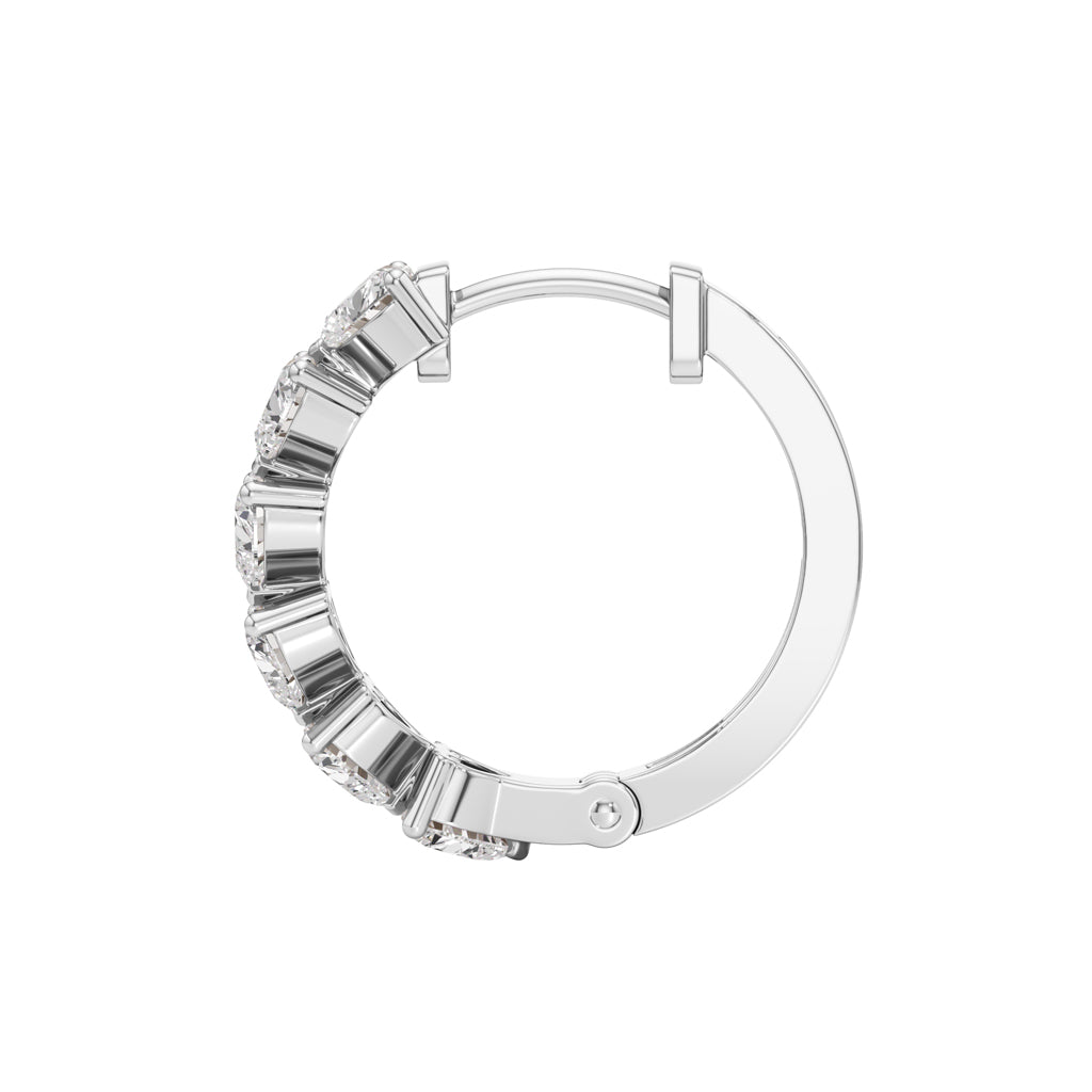3.00Ct Heart Shape,Hoops Earrings