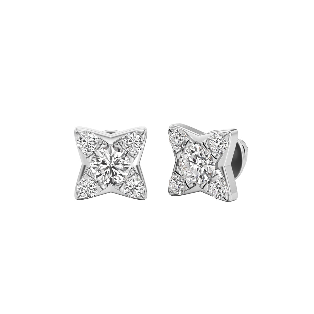 1.00Ct Round Shape Fancy Studs Earrings
