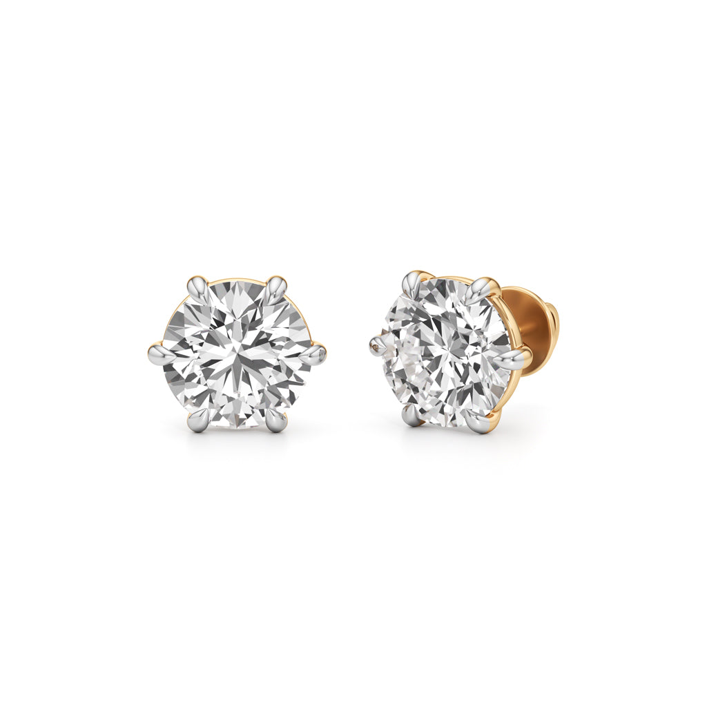 7.00Ct Round Shape Solitaire Studs Earrings