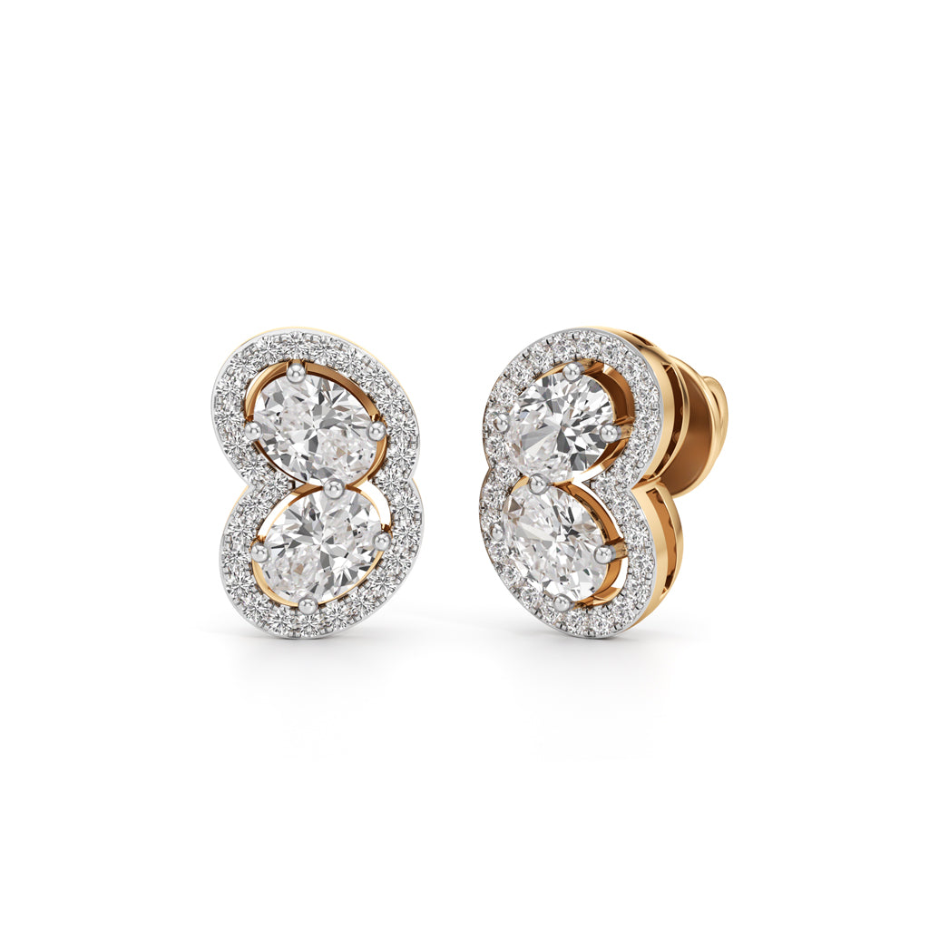 1.50Ct Fancy Stud Diamond Gold Earrings