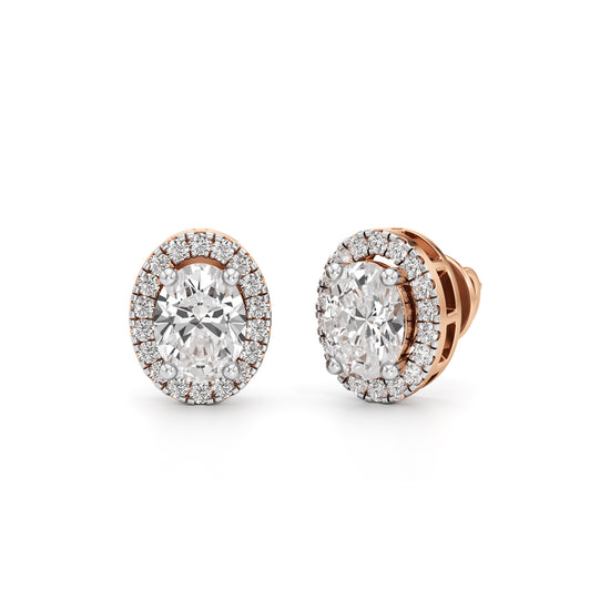 1.75CT Oval Halo Diamond Stud Earrings