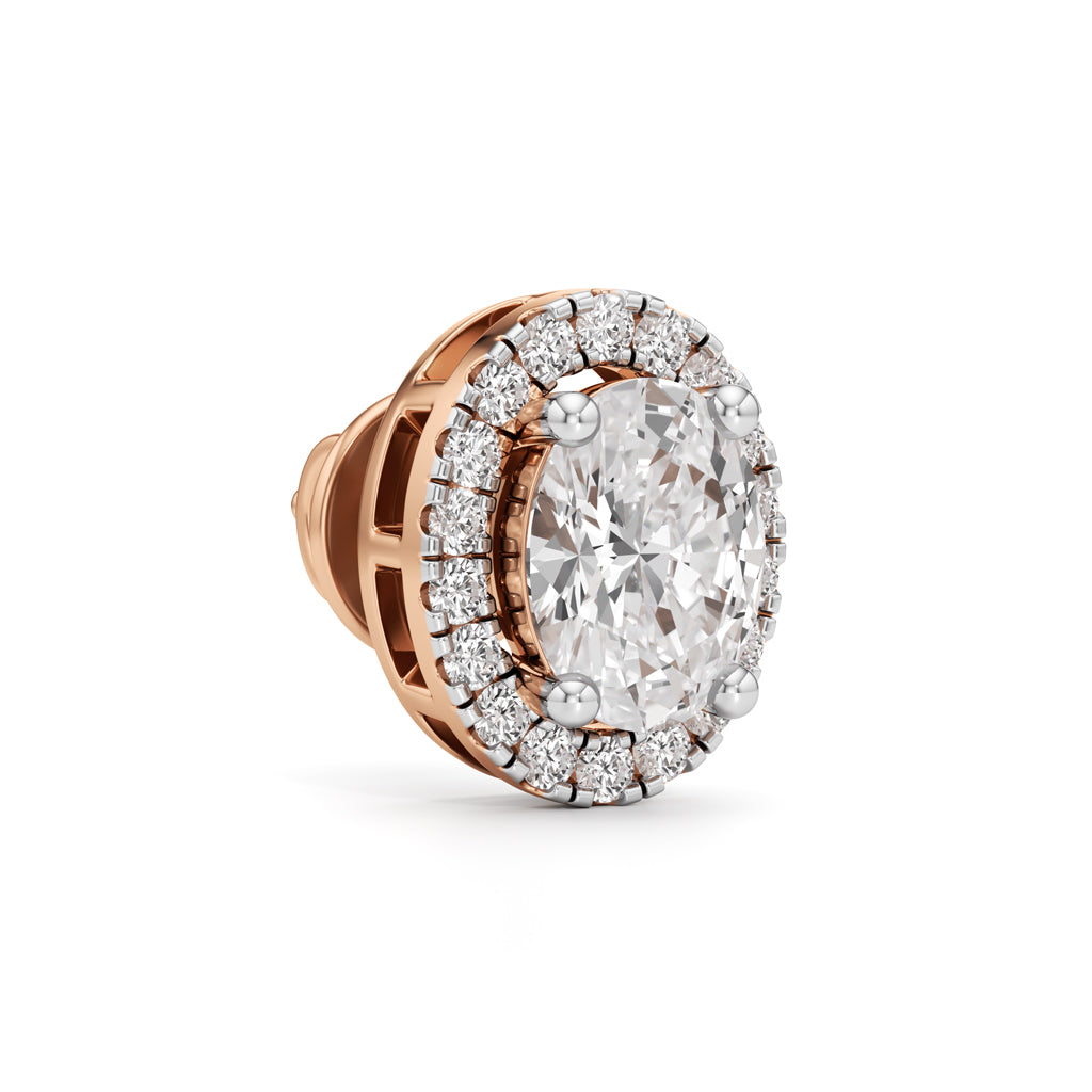 1.75CT Oval Halo Diamond Stud Earrings