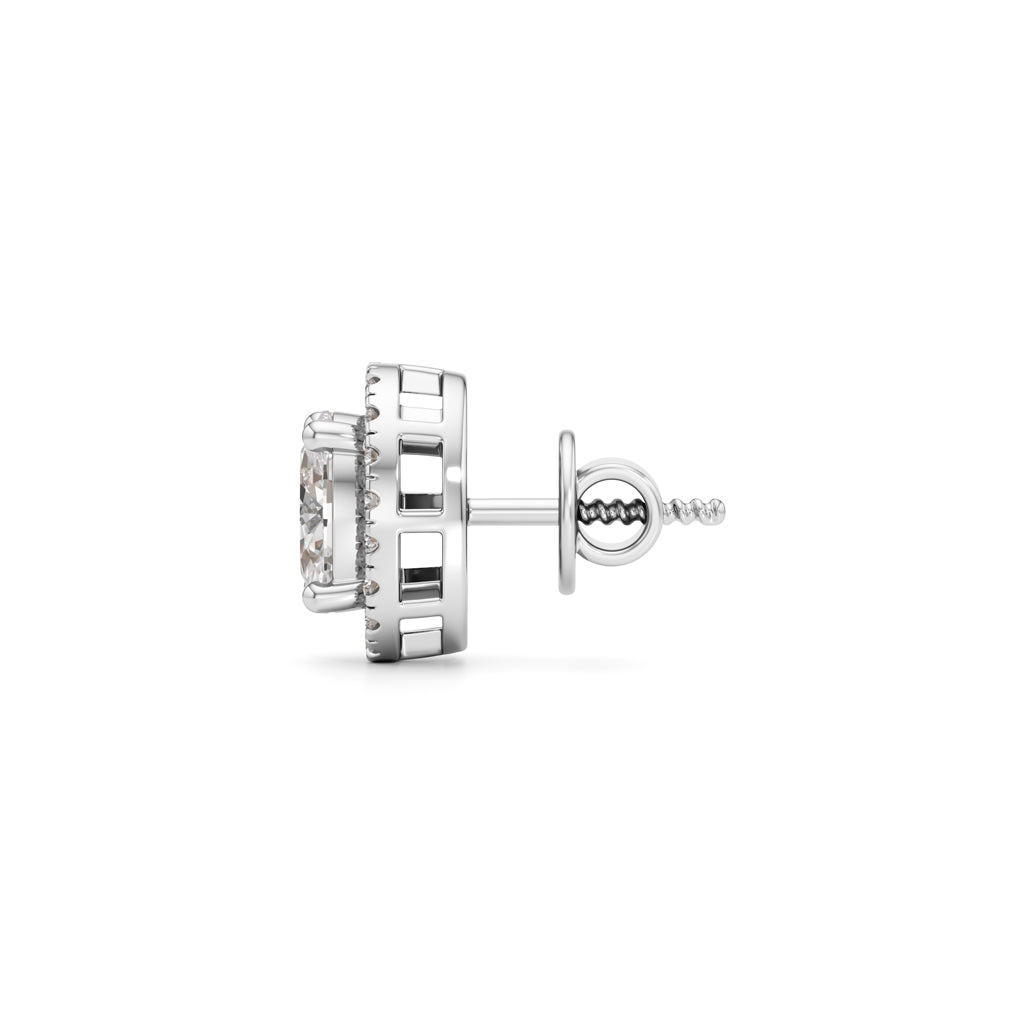 1.75CT Oval Halo Diamond Stud Earrings